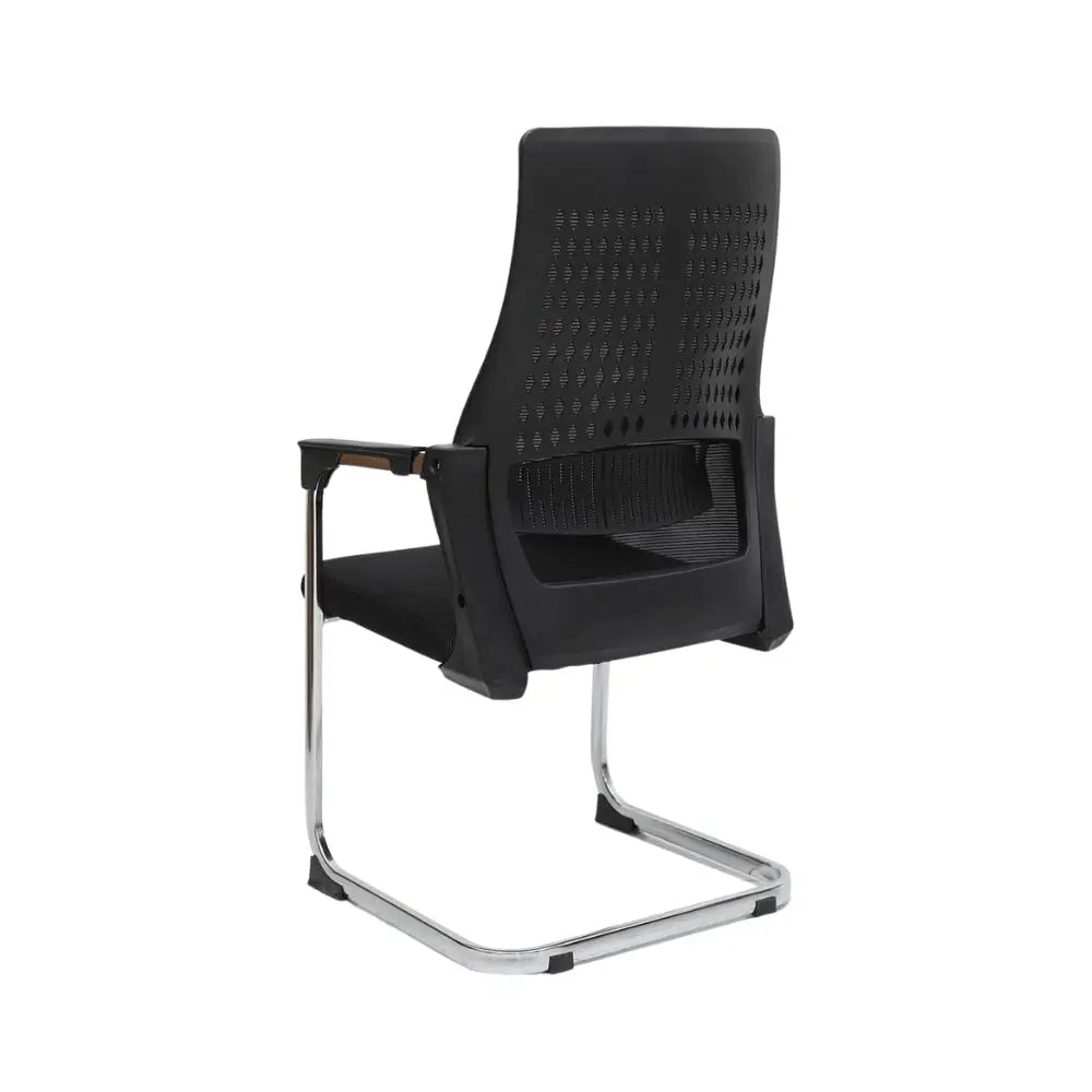 Ergonomic Black Visitor Chair with Faux Leather & Alloy Steel Frame - Comfortable High-Back Office Seating-GCC Home Center