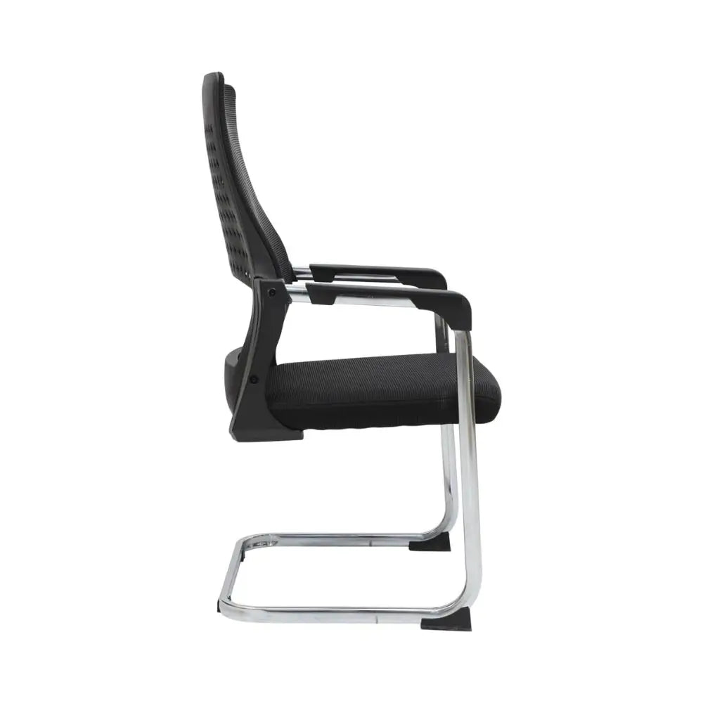 Ergonomic Black Visitor Chair with Faux Leather & Alloy Steel Frame - Comfortable High-Back Office Seating-GCC Home Center