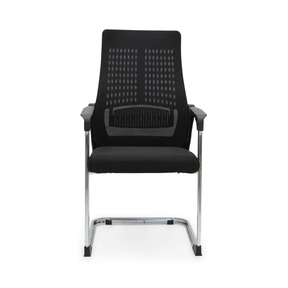 Ergonomic Black Visitor Chair with Faux Leather & Alloy Steel Frame - Comfortable High-Back Office Seating-GCC Home Center