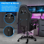 Load image into Gallery viewer, Ergonomic Gaming Chair with Adjustable Backrest &amp; Lumbar Support - Large Leather Racing Chair, Charcoal Metal-GCC Home Center