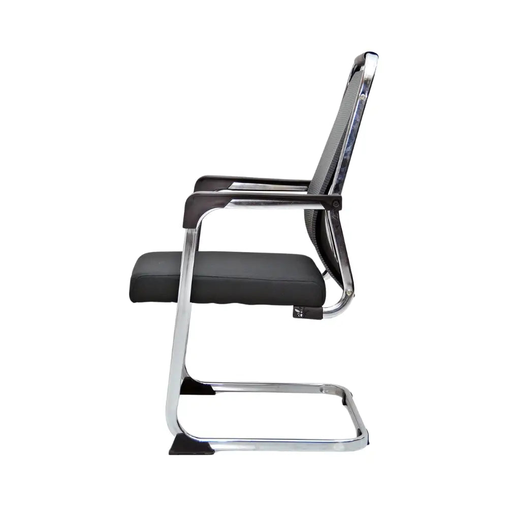 Ergonomic Grey Visitor Chair with Faux Leather & Alloy Steel Frame - Comfortable & Durable Office Seating-GCC Home Center