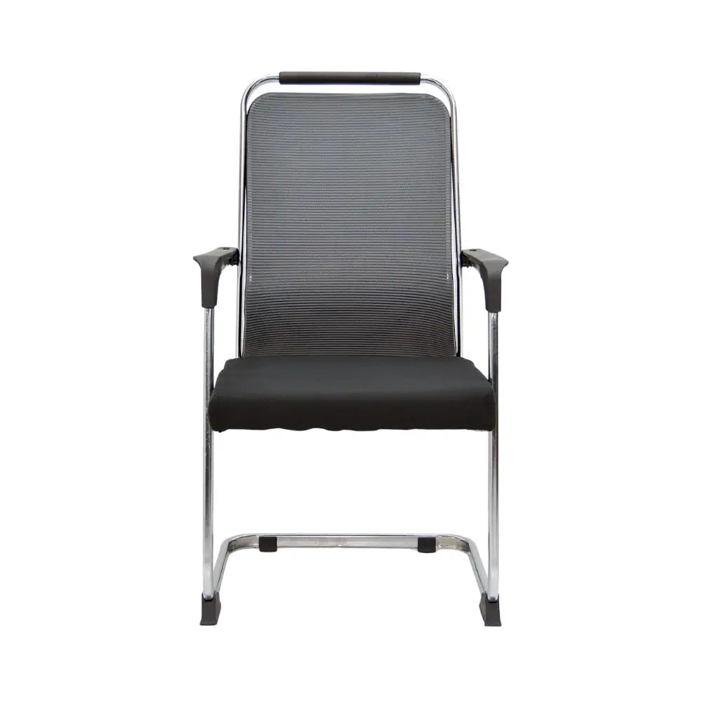 Ergonomic Grey Visitor Chair with Faux Leather & Alloy Steel Frame - Comfortable & Durable Office Seating-GCC Home Center
