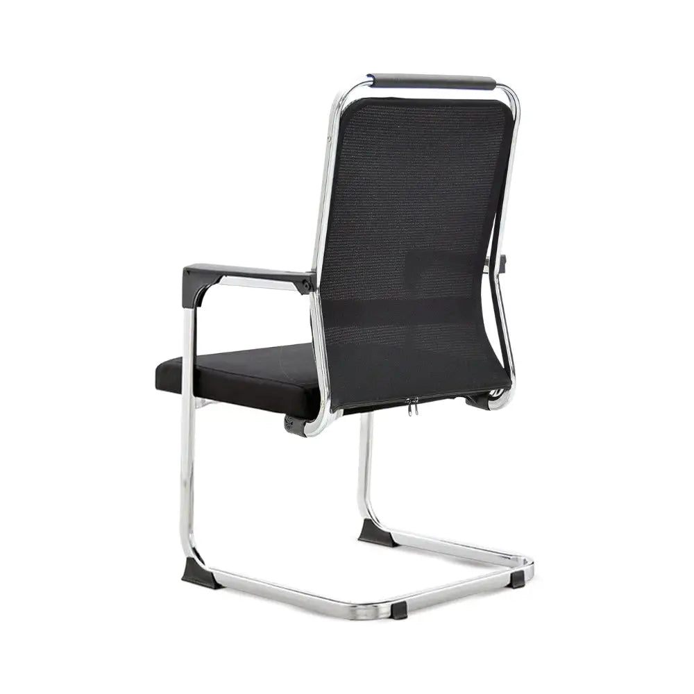 Ergonomic Grey Visitor Chair with Faux Leather & Alloy Steel Frame - Comfortable & Durable Office Seating-GCC Home Center