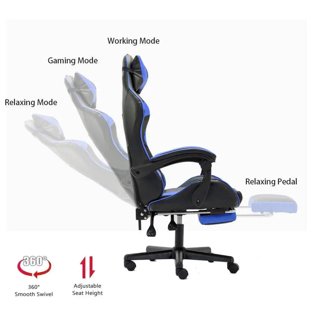 Ergonomic High-Back Chair with Padded Footrest, Swivel, Recline, and Enhanced Comfort Support-GCC Home Center