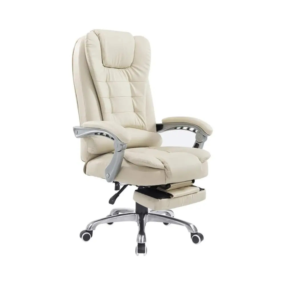 Ergonomic High-Back Office Chair with PU Leather, Adjustable Footrest, 360° Swivel & Recline Function-GCC Home Center