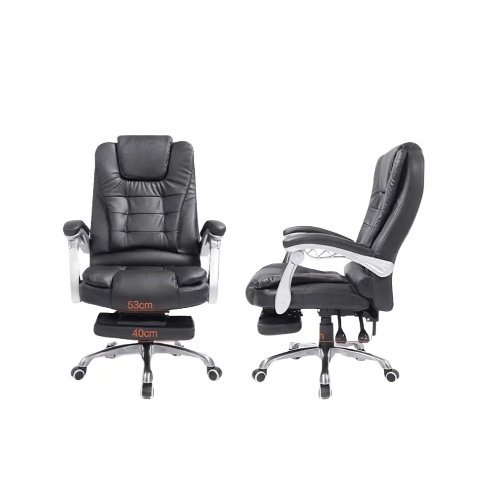 Ergonomic High-Back Office Chair with PU Leather, Adjustable Footrest, 360° Swivel & Recline Function-GCC Home Center