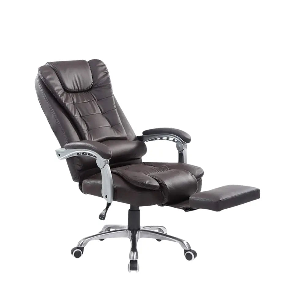 Ergonomic High-Back Office Chair with PU Leather, Adjustable Footrest, 360° Swivel & Recline Function-GCC Home Center