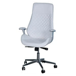 Load image into Gallery viewer, White quilted leather ergonomic high back office chair ys-1107-a with chrome armrests base and 4d sponge cushion