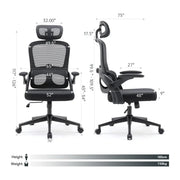 Ergonomic Mesh Office Chair with Adjustable Lumbar & Headrest Support - Reclining Black Desk Chair, 3-Year Warranty-GCC Home Center