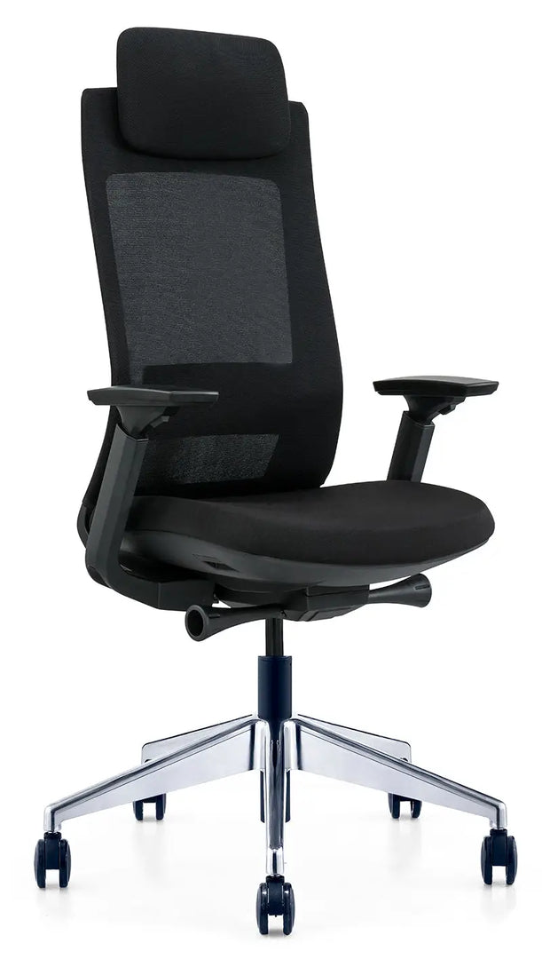 Ergonomic Multifunction Office Chair – Adjustable Headrest, 4-Position Lock, and Chrome Base