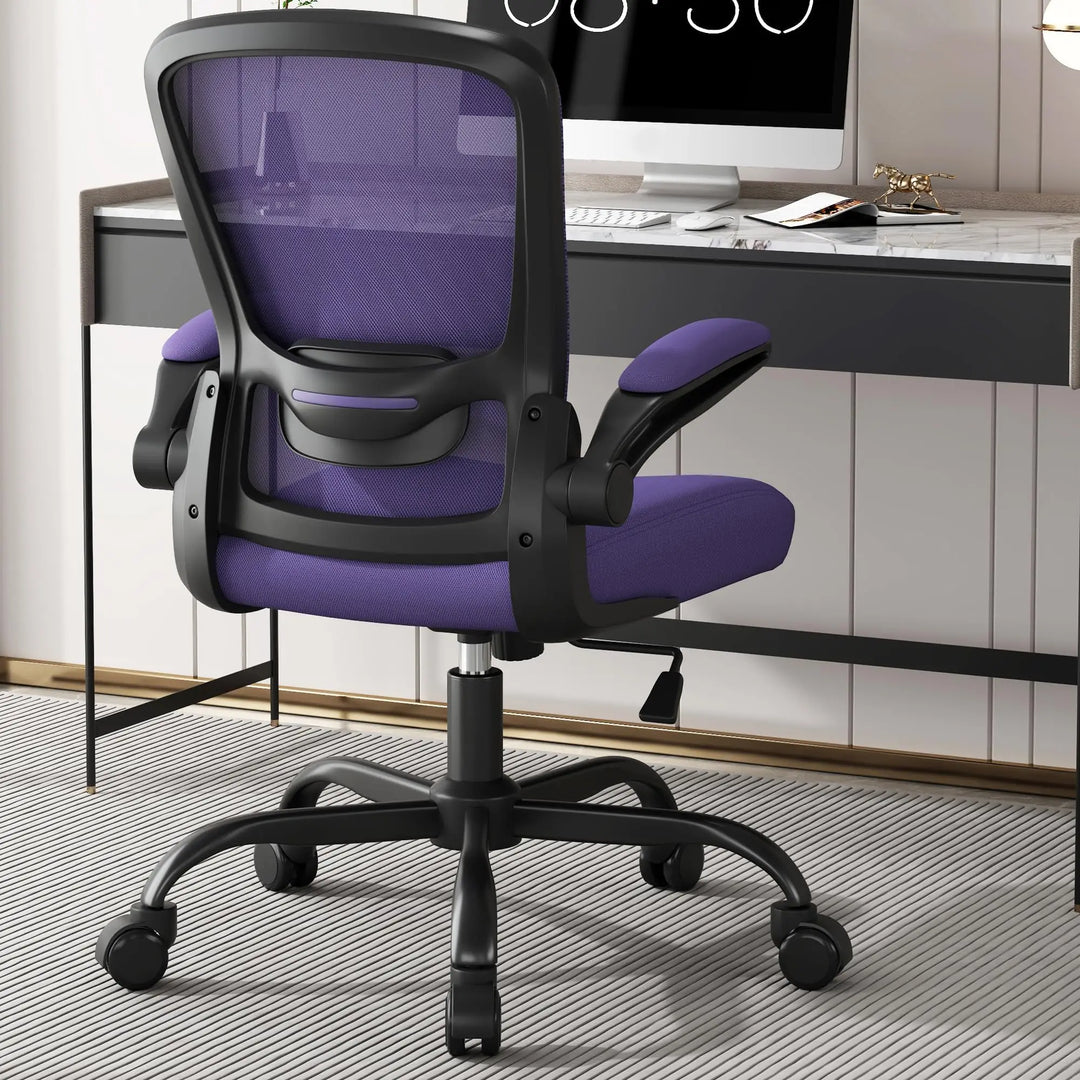 Ergonomic Office Chair - BIFMA Certified High Back Mesh Desk Chair with Adjustable Lumbar Support & Flip-Up Armrests for Home Office (Modern, All Black)