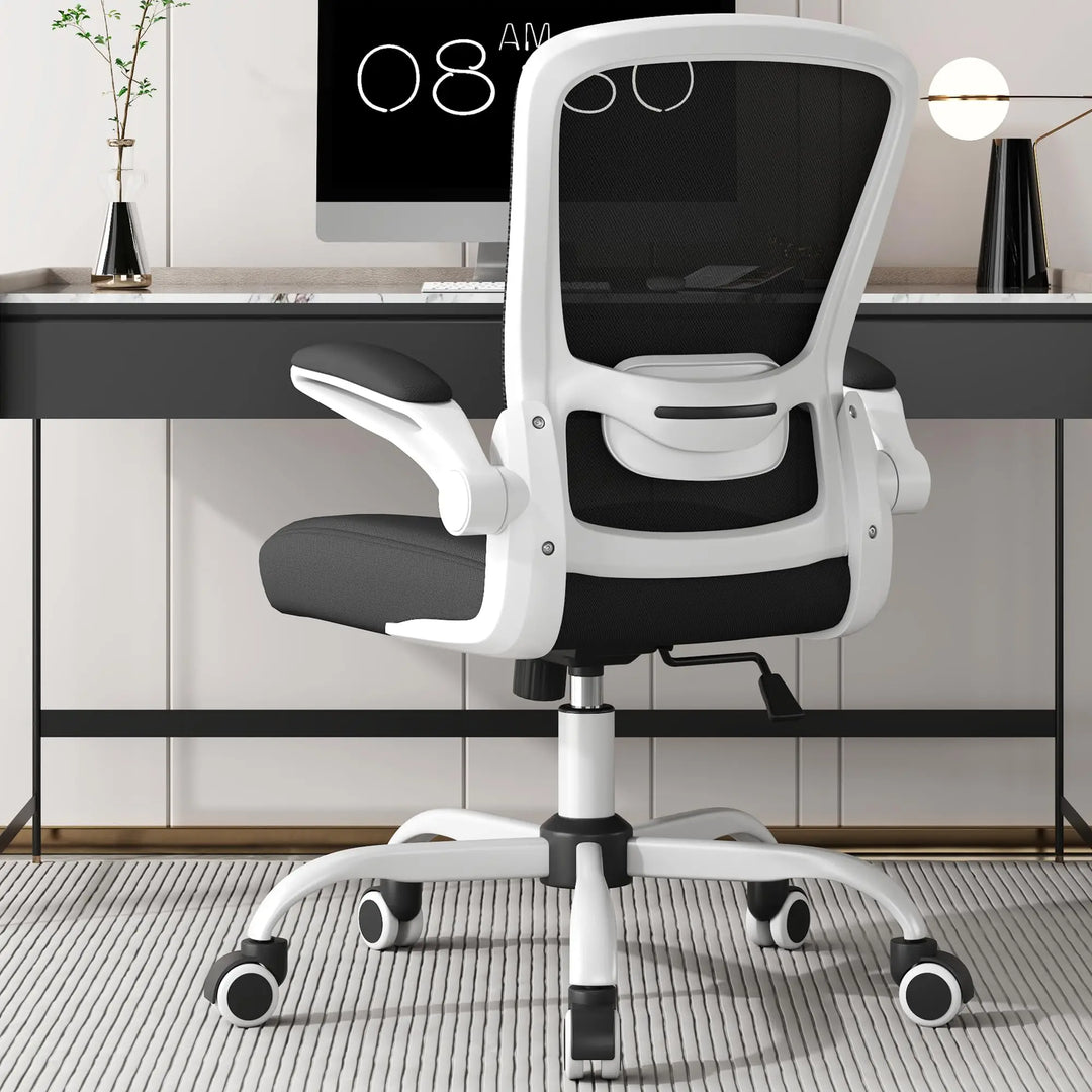 Ergonomic Office Chair - BIFMA Certified High Back Mesh Desk Chair with Adjustable Lumbar Support & Flip-Up Armrests for Home Office (Modern, All Black)