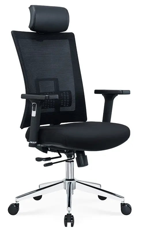 Ergonomic Office Chair – Black with Sliding Seat, Adjustable Headrest & Lumbar Support
