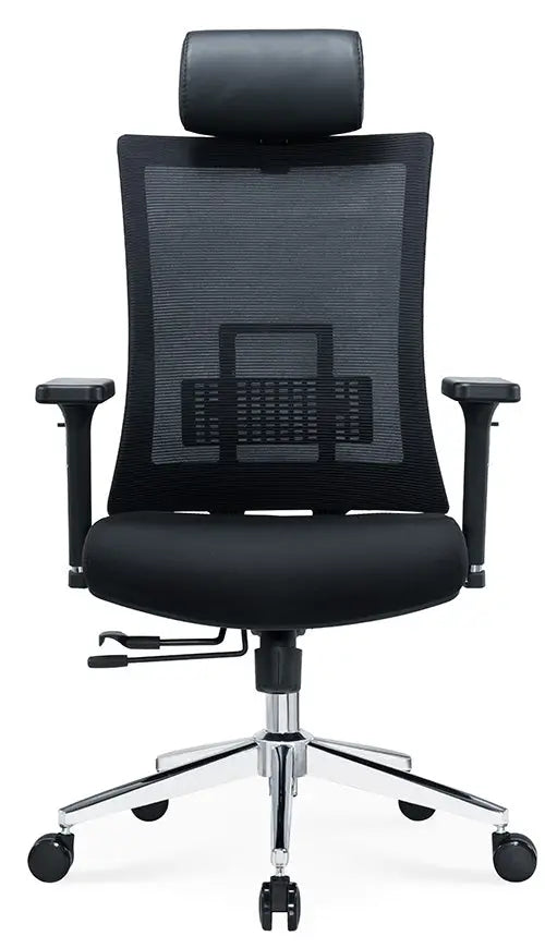 Ergonomic Office Chair – Black with Sliding Seat, Adjustable Headrest & Lumbar Support