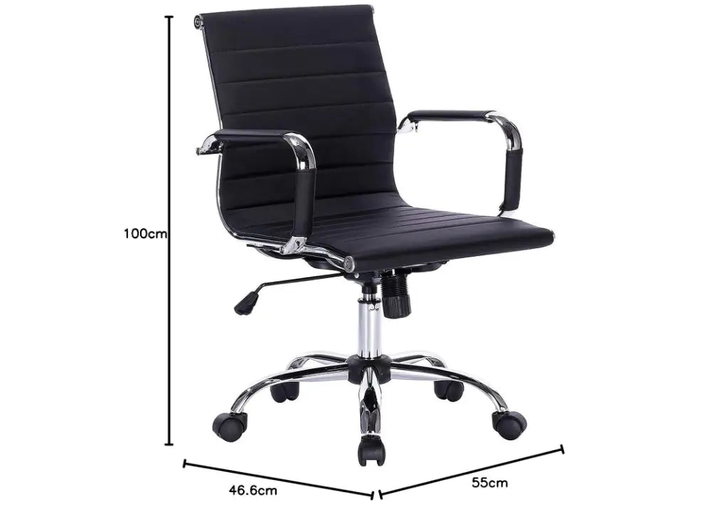 Ergonomic Office Chair with Height Adjustable Seat, PU Chrome High-Back-GCC Home Center