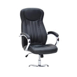 Load image into Gallery viewer, Ergonomic Shining Black Faux Leather Office Chair with Chrome Armrests &amp; Tilt Function - Adjustable Gas lift, 360° Swivel-GCC Home Center