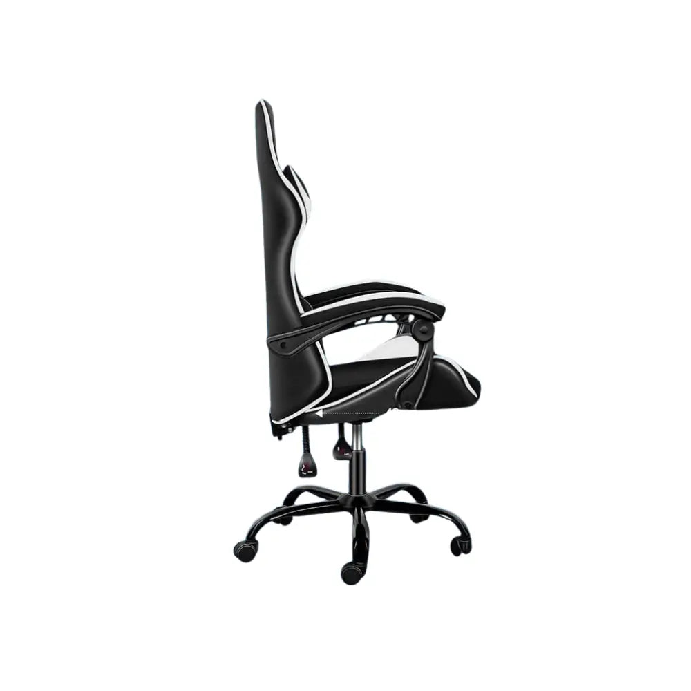 Ergonomic White & Black Gaming Chair with Adjustable Backrest, Lumbar Support, and 360° Swivel - Comfortable PU Leather Racing Chair-GCC Home Center