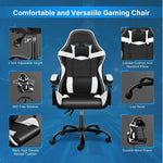 Load image into Gallery viewer, Ergonomic White &amp; Black Gaming Chair with Adjustable Backrest, Lumbar Support, and 360° Swivel - Comfortable PU Leather Racing Chair-GCC Home Center