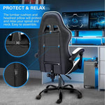 Load image into Gallery viewer, Ergonomic White &amp; Black Gaming Chair with Adjustable Backrest, Lumbar Support, and 360° Swivel - Comfortable PU Leather Racing Chair-GCC Home Center