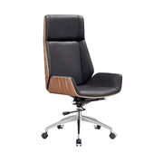 Ergonomic White Faux Leather Office Chair with Solid Wood Back & Adjustable Headrest - Comfortable, Easy Assembly-GCC Home Center