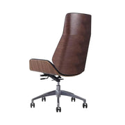 Ergonomic White Faux Leather Office Chair with Solid Wood Back & Adjustable Headrest - Comfortable, Easy Assembly-GCC Home Center
