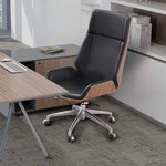 Load image into Gallery viewer, Ergonomic White Faux Leather Office Chair with Solid Wood Back &amp; Adjustable Headrest - Comfortable, Easy Assembly-GCC Home Center