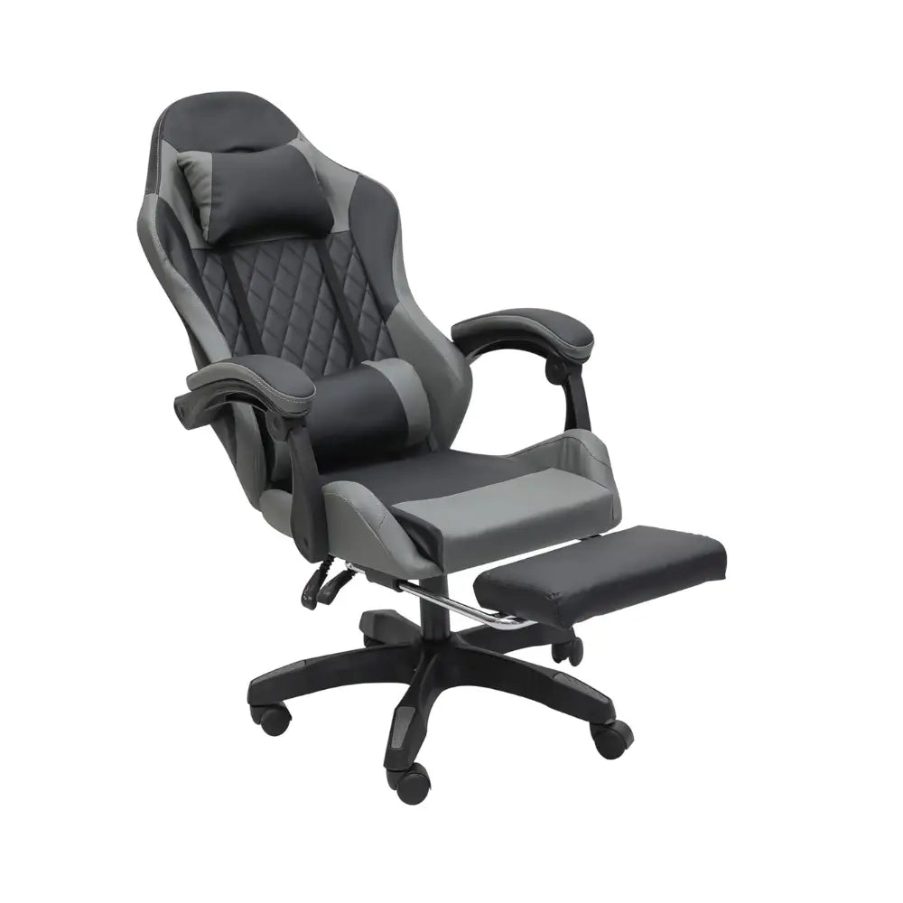 Ergonomic White Gaming Racing Chair with Adjustable Backrest & Footrest - Comfortable Faux Leather High-Back Design-GCC Home Center