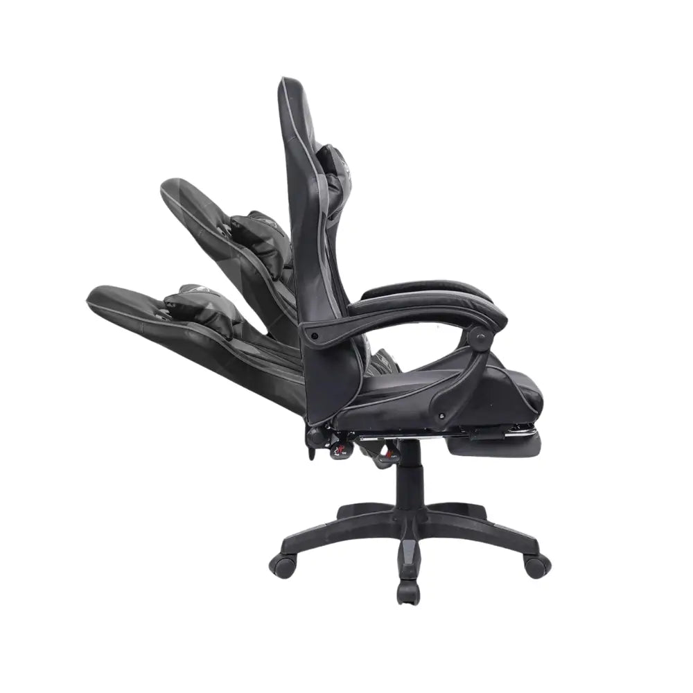 Ergonomic White Gaming Racing Chair with Adjustable Backrest & Footrest - Comfortable Faux Leather High-Back Design-GCC Home Center