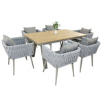 Load image into Gallery viewer, Exceptional Aluminum Frame WPC 6-Seater Outdoor Dining Set with Cushions for Garden and Patio-GCC Home Center