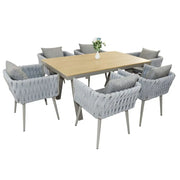Exceptional Aluminum Frame WPC 6-Seater Outdoor Dining Set with Cushions for Garden and Patio-GCC Home Center