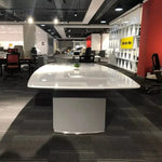 Load image into Gallery viewer, White glossy high quality executive furniture conference table with sleek modern design and curved edges for 8 seats