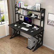 Executive Industrial Computer Desk, Gaming Desk Metal and Wood, Home or Office Desk, with Storage Shelves-GCC Home Center