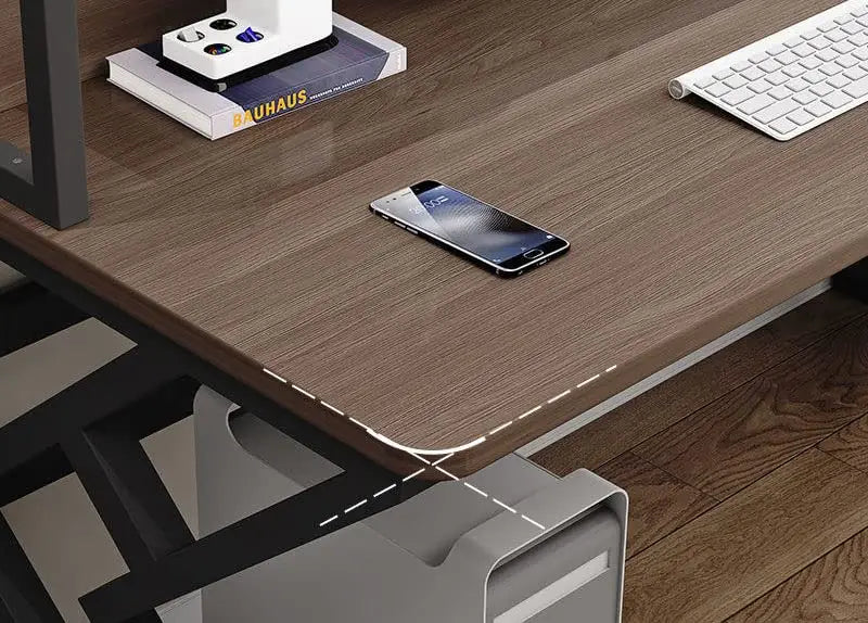 Executive Industrial Computer Desk, Gaming Desk Metal and Wood, Home or Office Desk, with Storage Shelves-GCC Home Center
