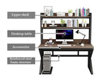 Load image into Gallery viewer, Executive Industrial Computer Desk, Gaming Desk Metal and Wood, Home or Office Desk, with Storage Shelves-GCC Home Center