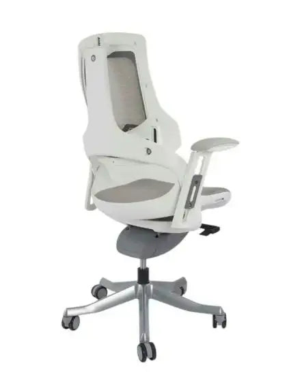 Executive Medium Back Height Ergonomic Mesh Chair, Office Conference Mesh Chairs With Adjustable-Backrest Caster Wheels- White-GCC Home Center