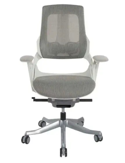 Executive Medium Back Height Ergonomic Mesh Chair, Office Conference Mesh Chairs With Adjustable-Backrest Caster Wheels- White-GCC Home Center