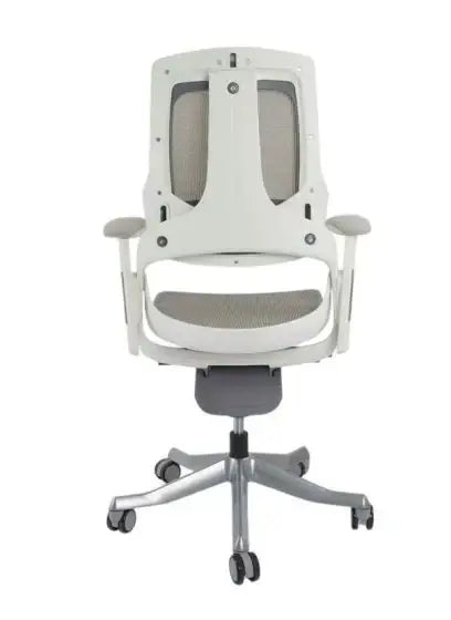 Executive Medium Back Height Ergonomic Mesh Chair, Office Conference Mesh Chairs With Adjustable-Backrest Caster Wheels- White-GCC Home Center