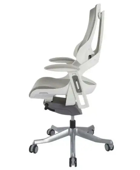 Executive Medium Back Height Ergonomic Mesh Chair, Office Conference Mesh Chairs With Adjustable-Backrest Caster Wheels- White-GCC Home Center