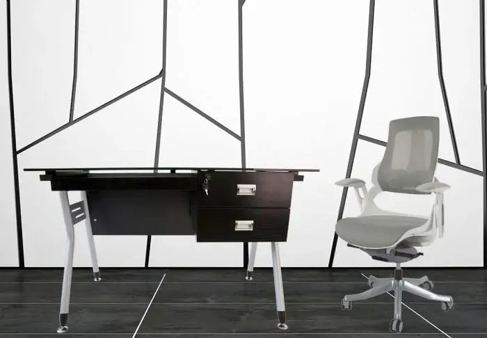Executive Medium Back Height Ergonomic Mesh Chair, Office Conference Mesh Chairs With Adjustable-Backrest Caster Wheels- White-GCC Home Center