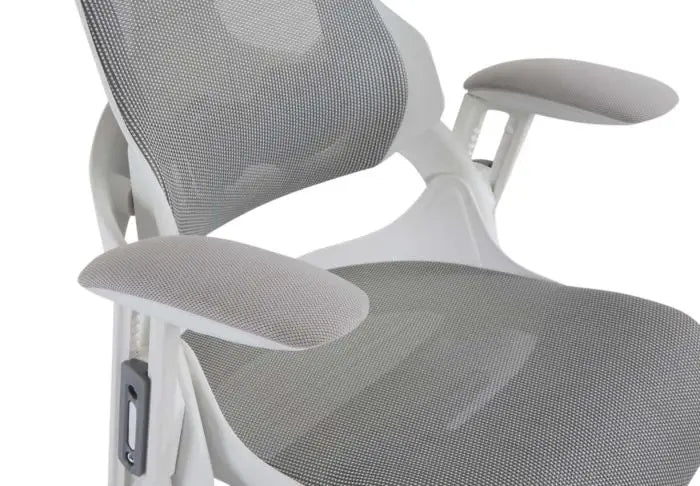 Executive Medium Back Height Ergonomic Mesh Chair, Office Conference Mesh Chairs With Adjustable-Backrest Caster Wheels- White-GCC Home Center