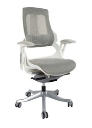 Executive Medium Back Height Ergonomic Mesh Chair, Office Conference Mesh Chairs With Adjustable-Backrest Caster Wheels- White-GCC Home Center