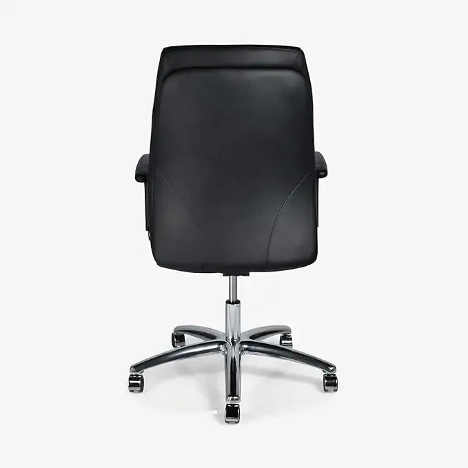 Executive Office Chair, Metal/Chrome Wheel Base - Black-GCC Home Center