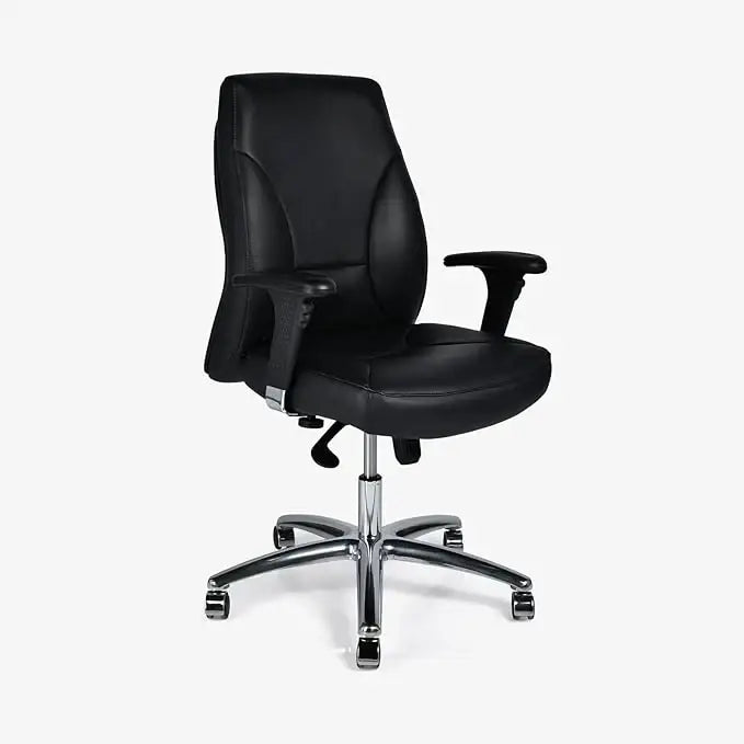 Executive Office Chair, Metal/Chrome Wheel Base - Black-GCC Home Center
