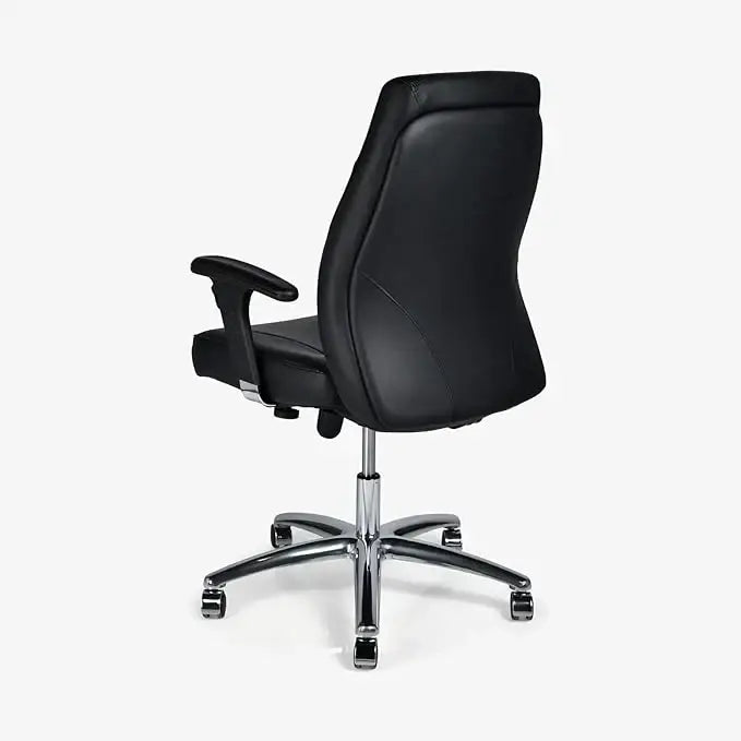 Executive Office Chair, Metal/Chrome Wheel Base - Black-GCC Home Center