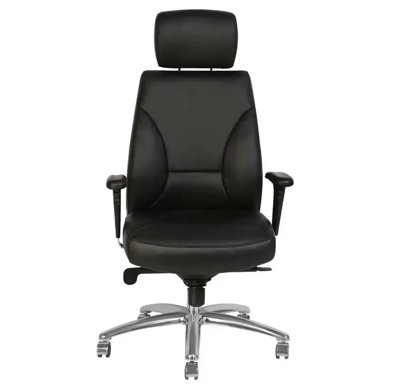 Executive Office Chair, Metal/Chrome Wheel Base - Black-GCC Home Center