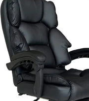 COOLBABY Executive Office Gaming Chair PU Leather 360° Swivel Desk Chair, High Back & Adjustable Height Computer Table Chair, Soft Foam Gaming Study Chair Lumbar Support with Footrest (Black)-GCC Home Center