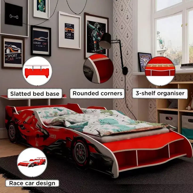 F1 Single Car Bed - 90x190 cm-GCC Home Center