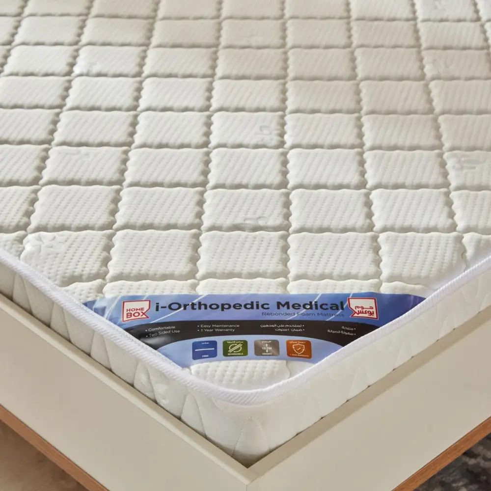 Fabric, Rebonded Foam Core – Single Size (90x200 cm) | Durable & Firm Support for Back Pain Relief-GCC Home Center