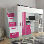 Load image into Gallery viewer, Farrar European Single Loft Bed in Black, Pink and Green Color