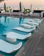 Load image into Gallery viewer, Fiberglass Outdoor Sunlounger 200cm – Waterproof &amp; Sunproof Poolside Lounge Chair with Ergonomic Backrest, White